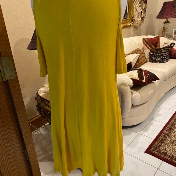 Yellow Gold cold shoulder tunic 30” long and 34” on the sides by Wishful Park - Picture 7 of 8